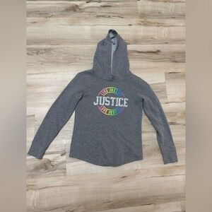 Justice Gray Hoodie with Rainbow Accents